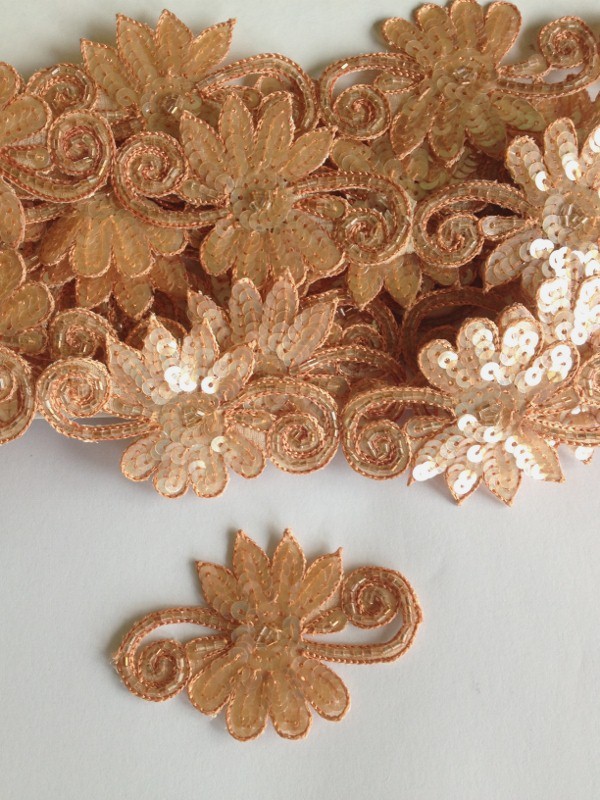Sequined Flower Motif - Copper